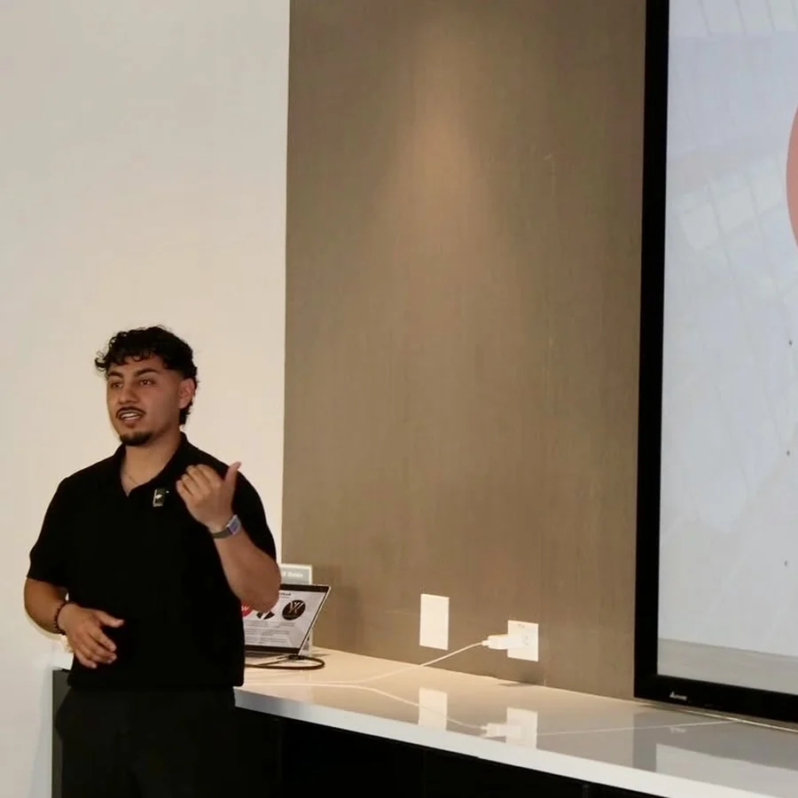 Justin Trevilla presenting real estate advisory material
